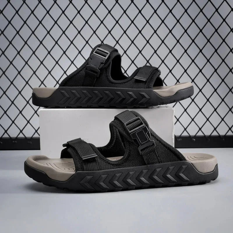 Casual women's sport slides with adjustable buckles, comfort design & rugged sole, ideal for summer.