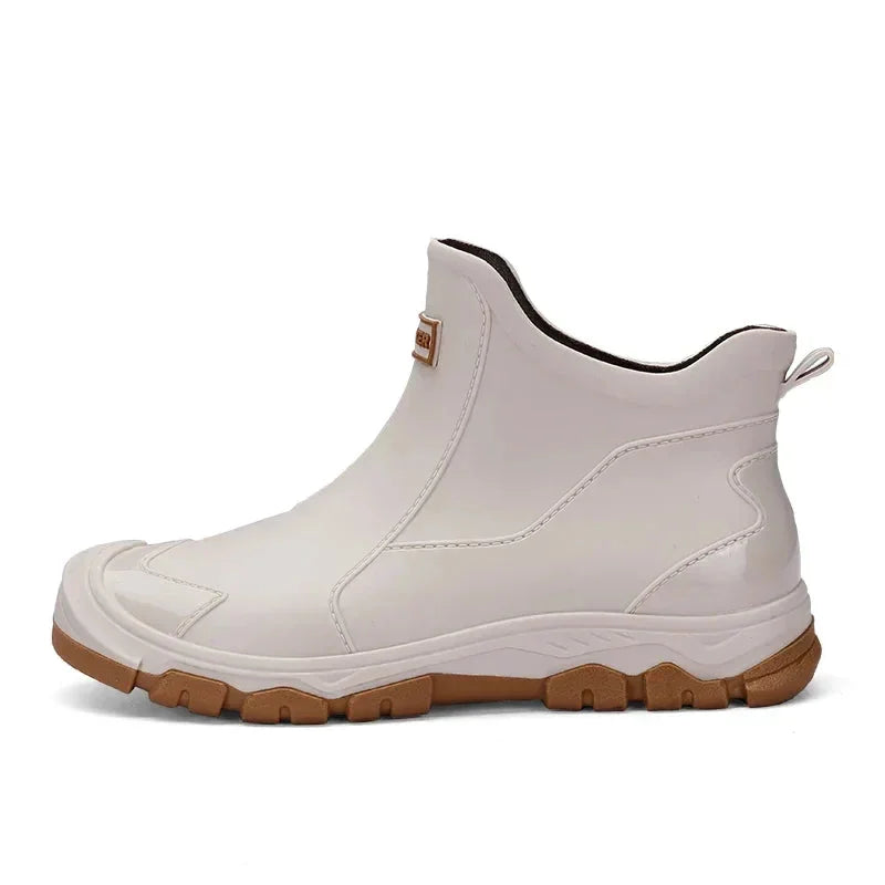 Protect your feet with women's waterproof ankle rain boots, featuring a reliable lug sole for traction.