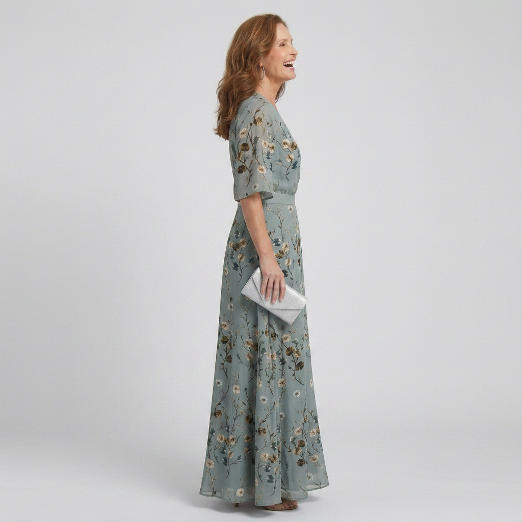 Elegant women's halter bloom flow maxi dress in sage green floral print. Ideal for summer casual, party, or vacation.