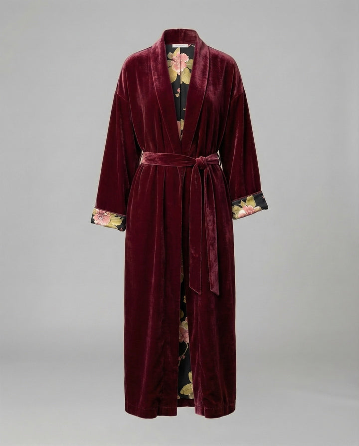 Women's Satin Floral Pajama Set with Waist Belt