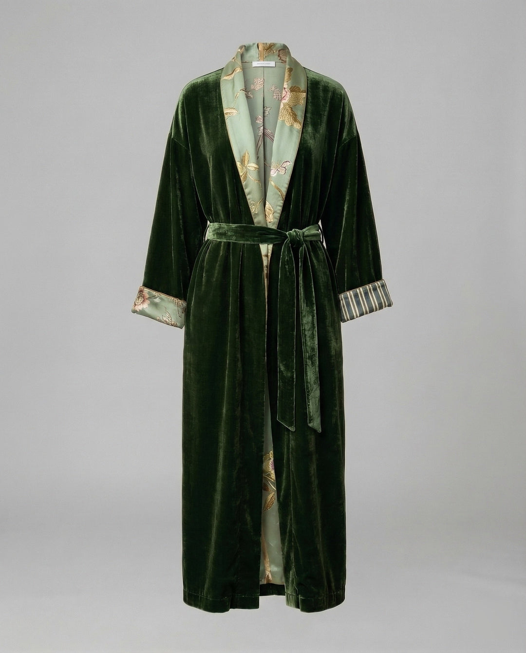 Women's Satin Floral Pajama Set with Waist Belt