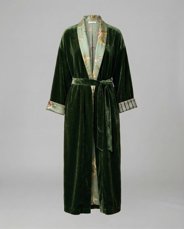 Women's Satin Floral Pajama Set with Waist Belt