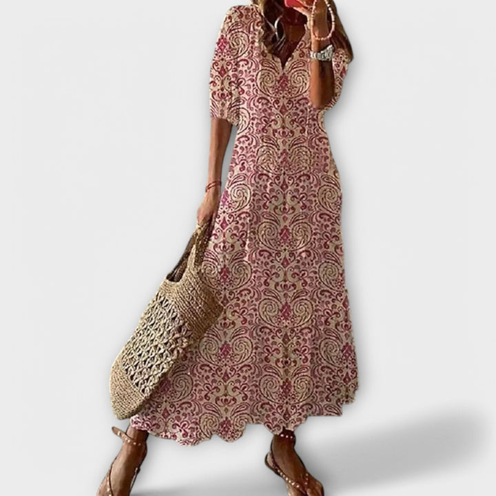Versatile women's Savannah maxi dress for casual wear, an elegant flowy long dress suitable for many occasions.