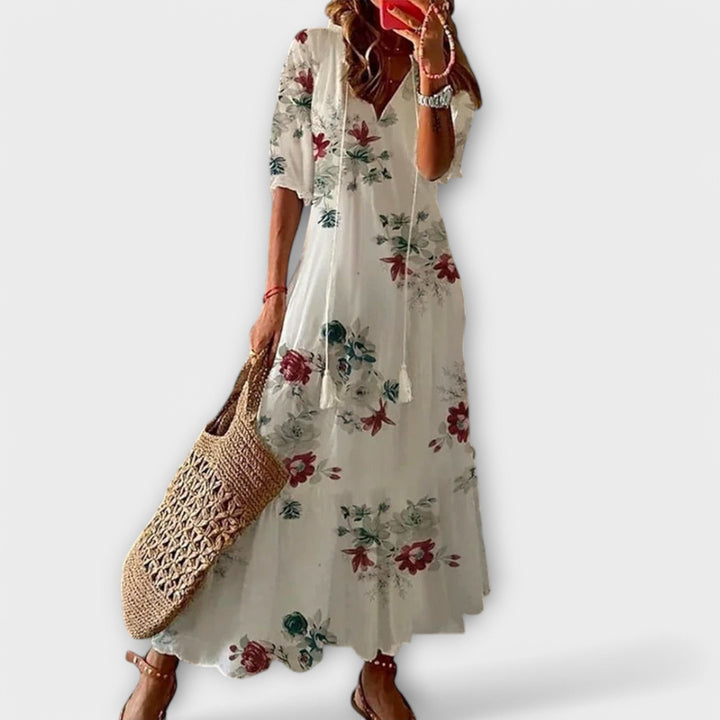 Women's Savannah long maxi dress, a versatile elegant style for beachwear, casual outings, or vacation.