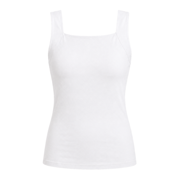 Comfortable women's seamless shaper tank with built-in bra, offering gentle body shaping.