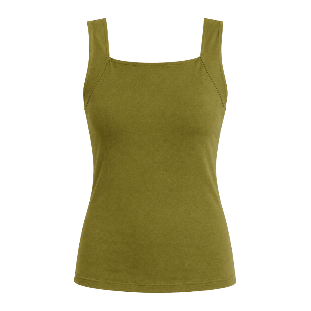 Versatile women's seamless built-in bra shaper tank, ideal for everyday layering & support.