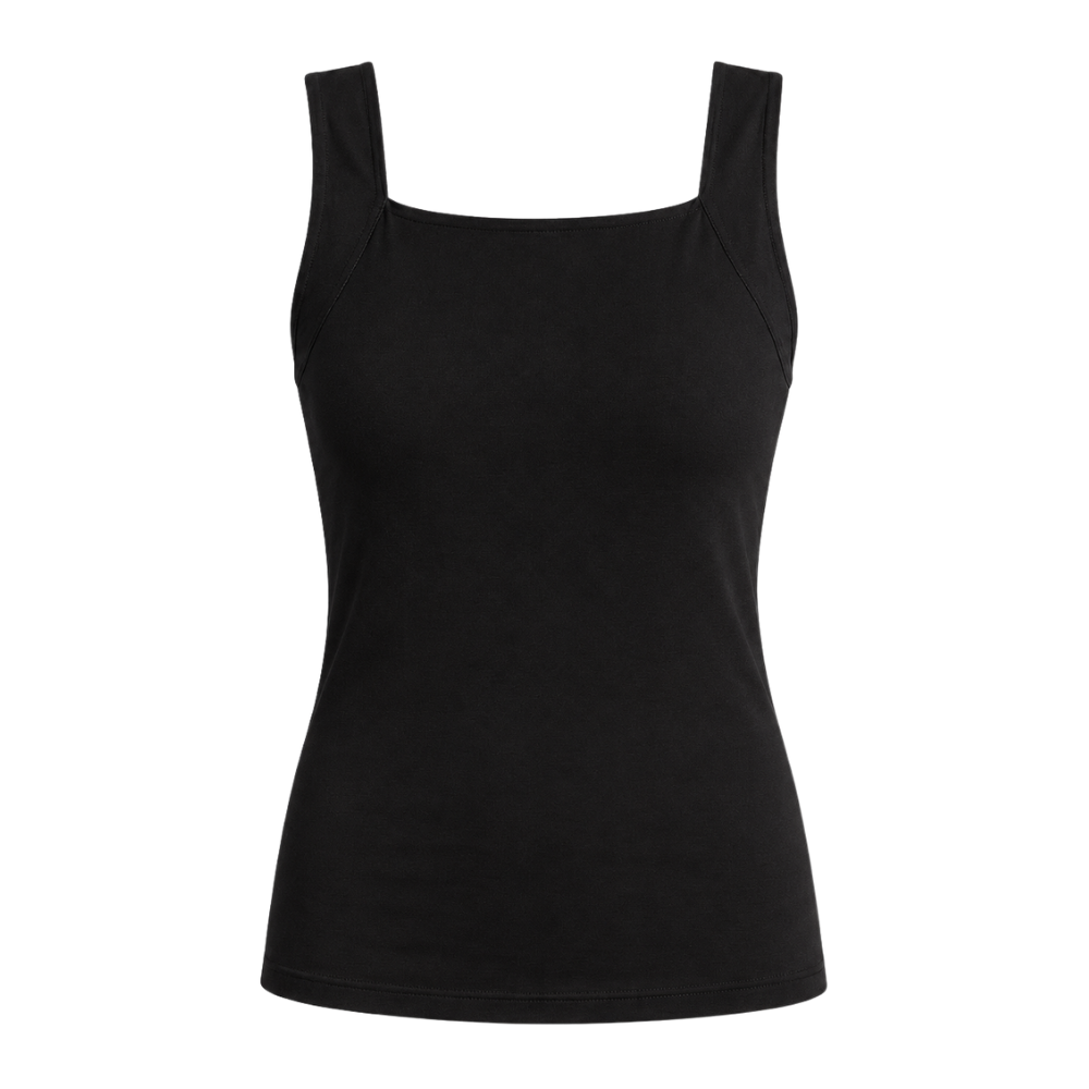 Seamless women's shaper tank top with built-in bra detail, showing smooth fabric.
