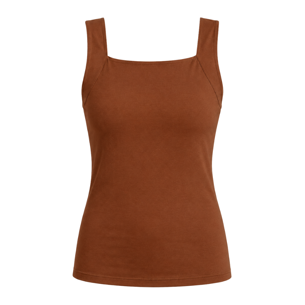 Women's seamless built-in bra shaper tank top, designed for comfortable body shaping & wear.