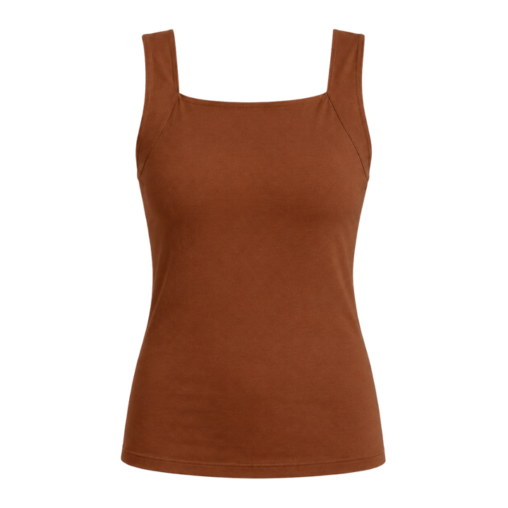 Women's seamless built-in bra shaper tank top, designed for comfortable body shaping & wear.