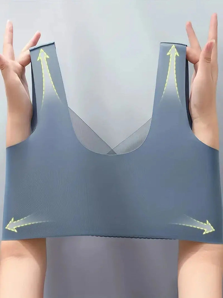 Close-up of the soft fabric on a women's seamless comfort bra.