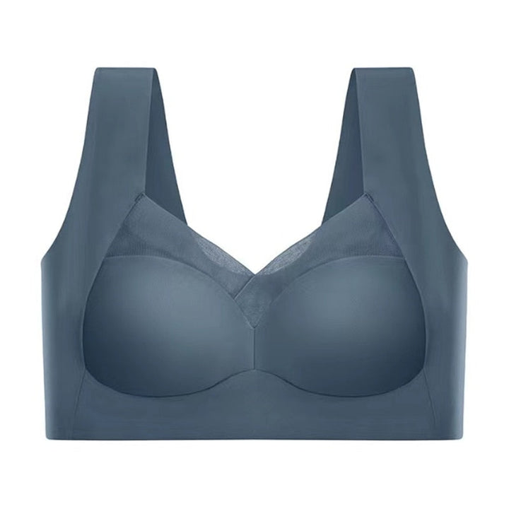 Close-up of the soft fabric on a women's seamless support bra by Mills Melbourne.