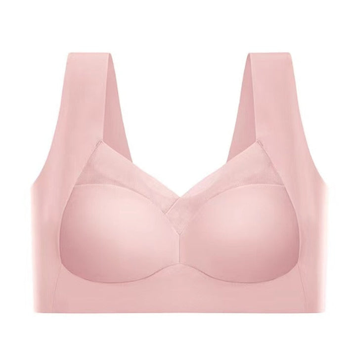 Lifestyle image of a woman in a seamless comfort bra, perfect for activewear.
