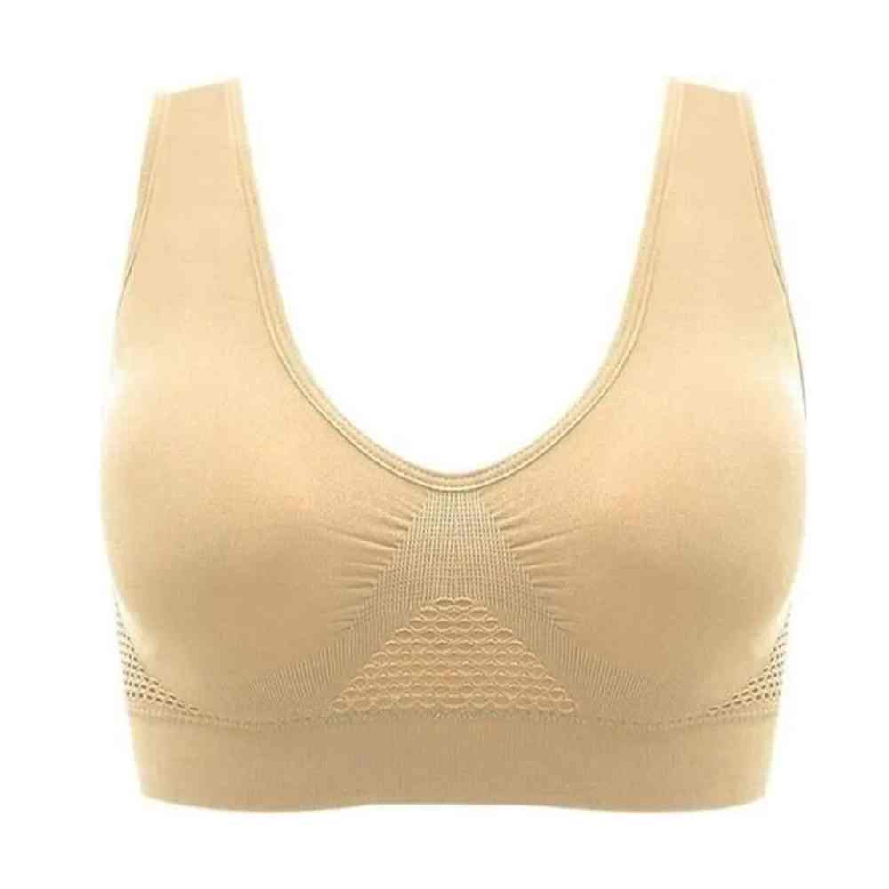 Women's seamless comfort bra set with soft, supportive fit & breathable honeycomb design for everyday wear.