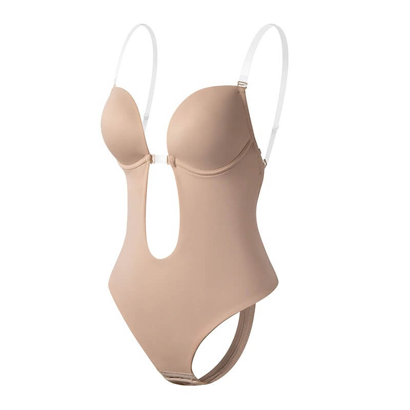 Women's deep V seamless bodysuit offering excellent slimming and support.