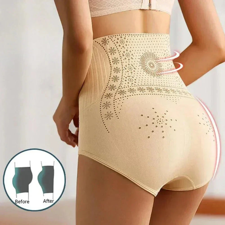 Women's invisible seamless high-waisted body shaper briefs, designed for ultimate tummy control and comfort.