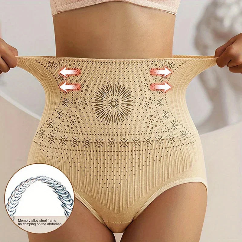 Premium women's seamless high-waisted briefs offering targeted tummy control for a sculpted look.