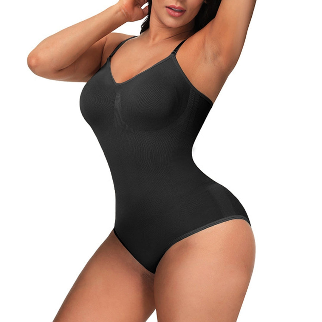 Sculpting women's shapewear bodysuit for figure enhancement, offering a sleek, seamless fit with adjustable straps.