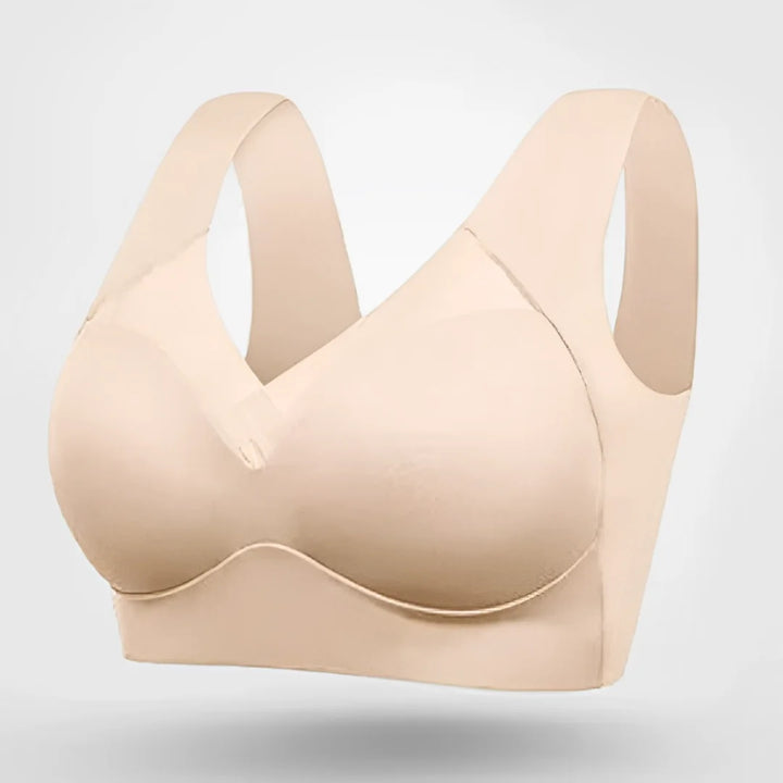 Wireless V-neck seamless comfort bra for women, perfect for lounging & daily activities.