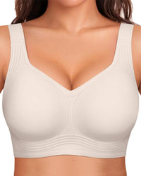 White seamless comfort bra for women, wireless and full coverage for all-day wear.