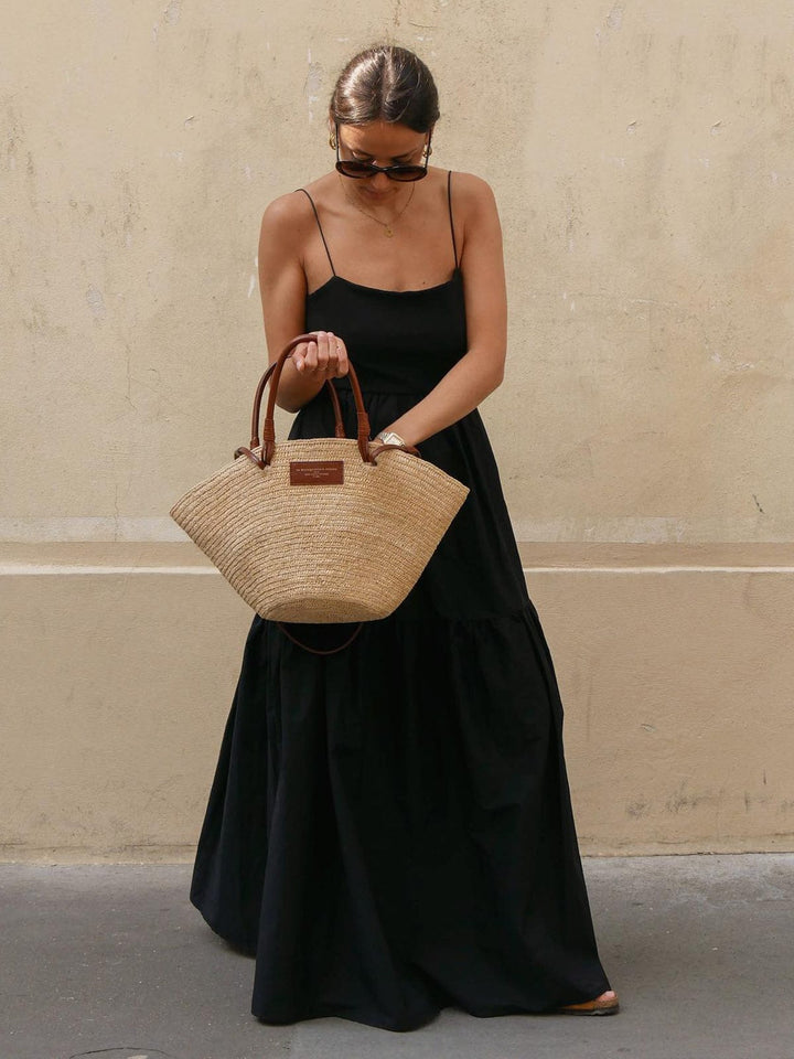 Elegant women's sleeveless backless midi summer dress. Perfect casual or holiday wear, comfortable & flowy style.