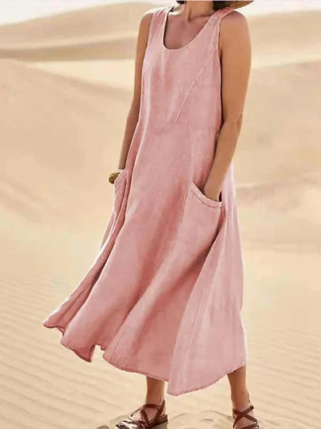 Versatile sleeveless summer dress for women, offering effortless style and comfort.