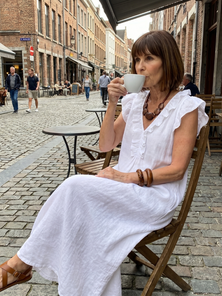 Chic sleeveless midi dress for women, with charming ruffle details, easy to accessorize.
