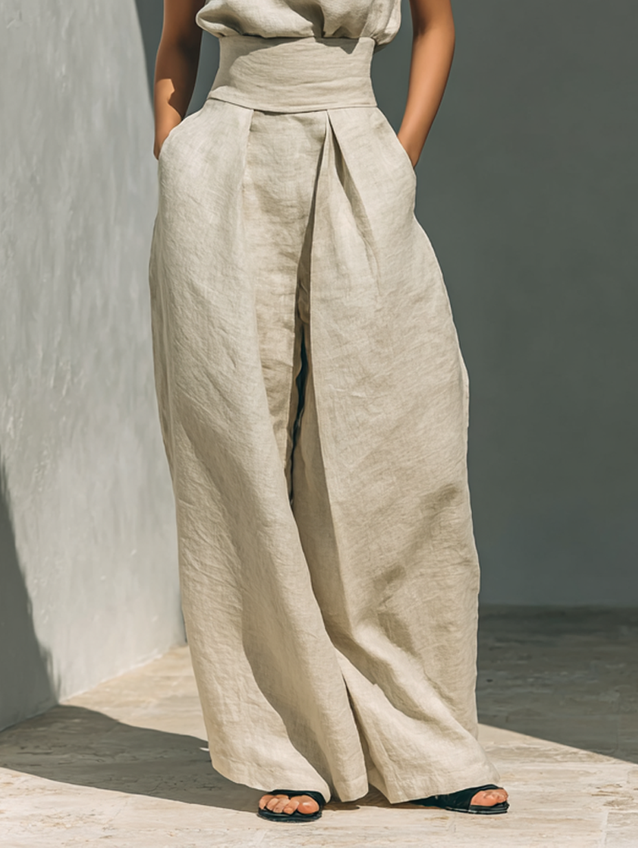 Comfortable women's sleeveless wide-leg set, a perfect coordinating two-piece for casual summer style.