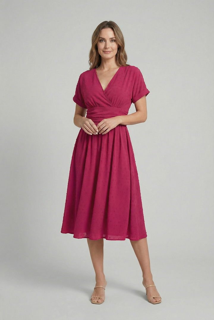 Fashionable V-neck sleeveless midi dress for any occasion
