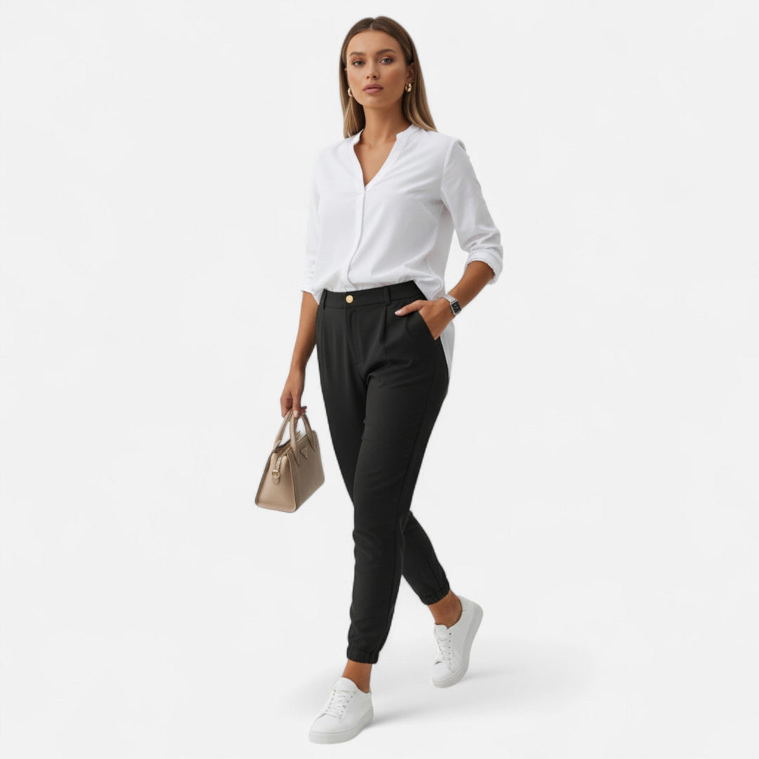 Stylish high-waist tailored pants for women, perfect for work or casual wear