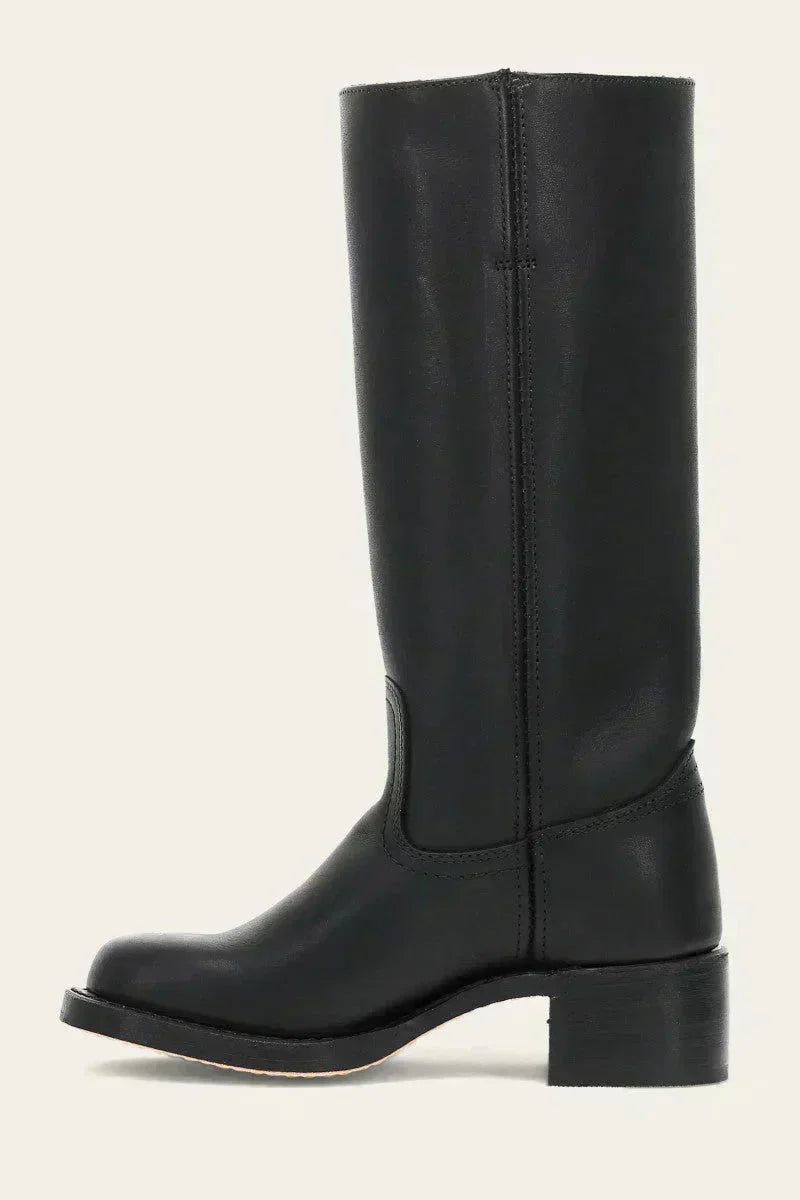 Women's slim-fit knee-high boots with structured sole. Modern, chic, and comfortable.