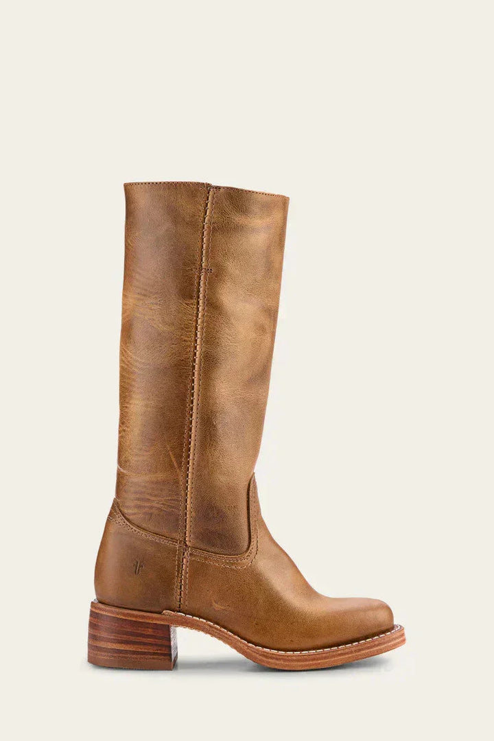 Elegant women's slim-fit knee-high boots, showcasing a durable structured sole.