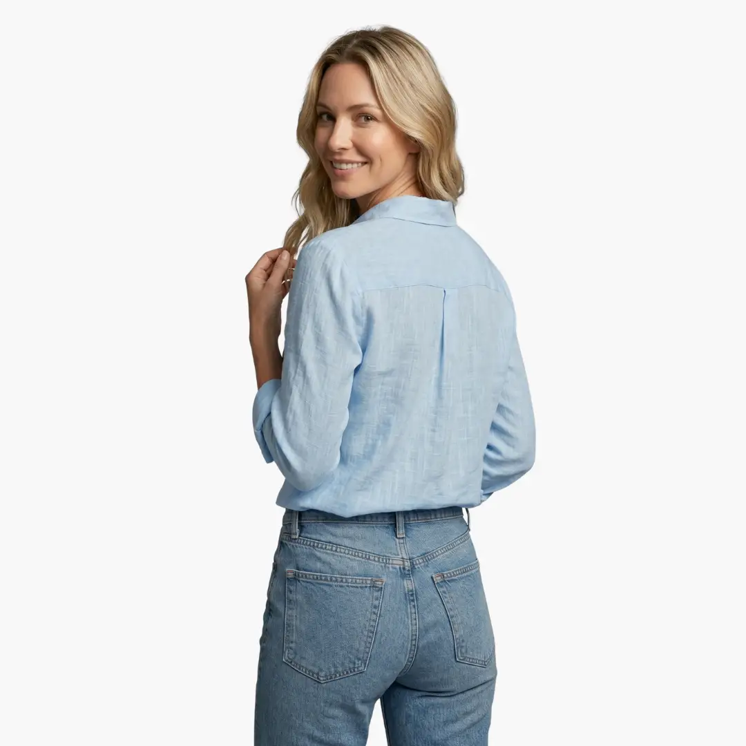 Women's casual long sleeve slubbed blouse, perfect for everyday style.