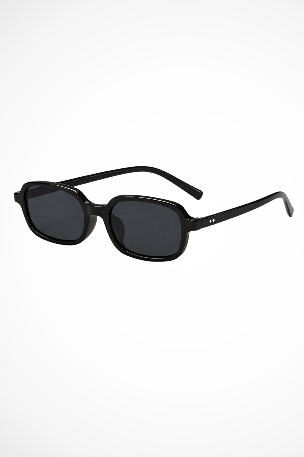 Retro women's small narrow rectangle tinted sunglasses, a chic minimalist fashion accessory.