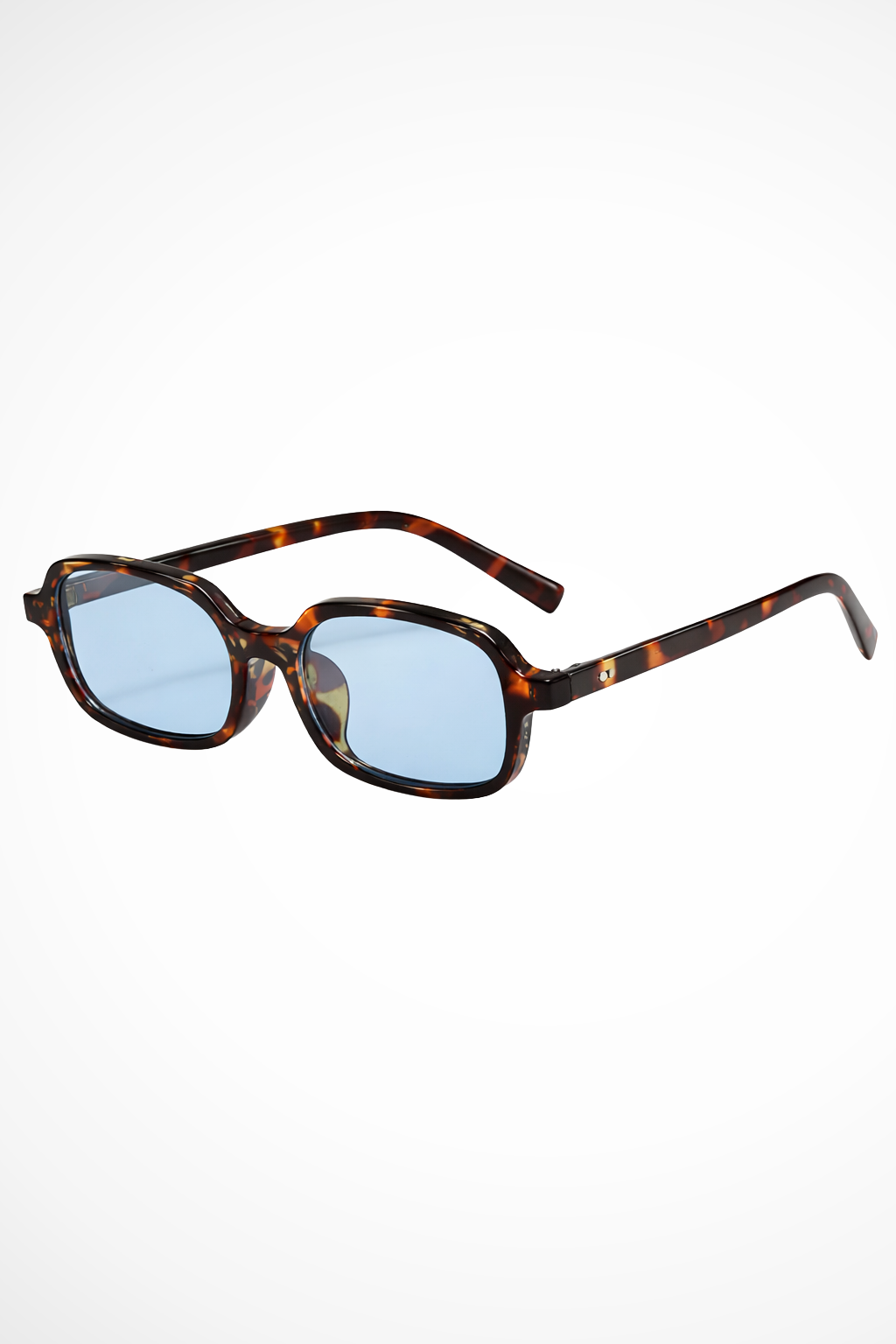 Women's stylish small narrow rectangle tinted retro sunglasses. Fashion-forward eyewear.