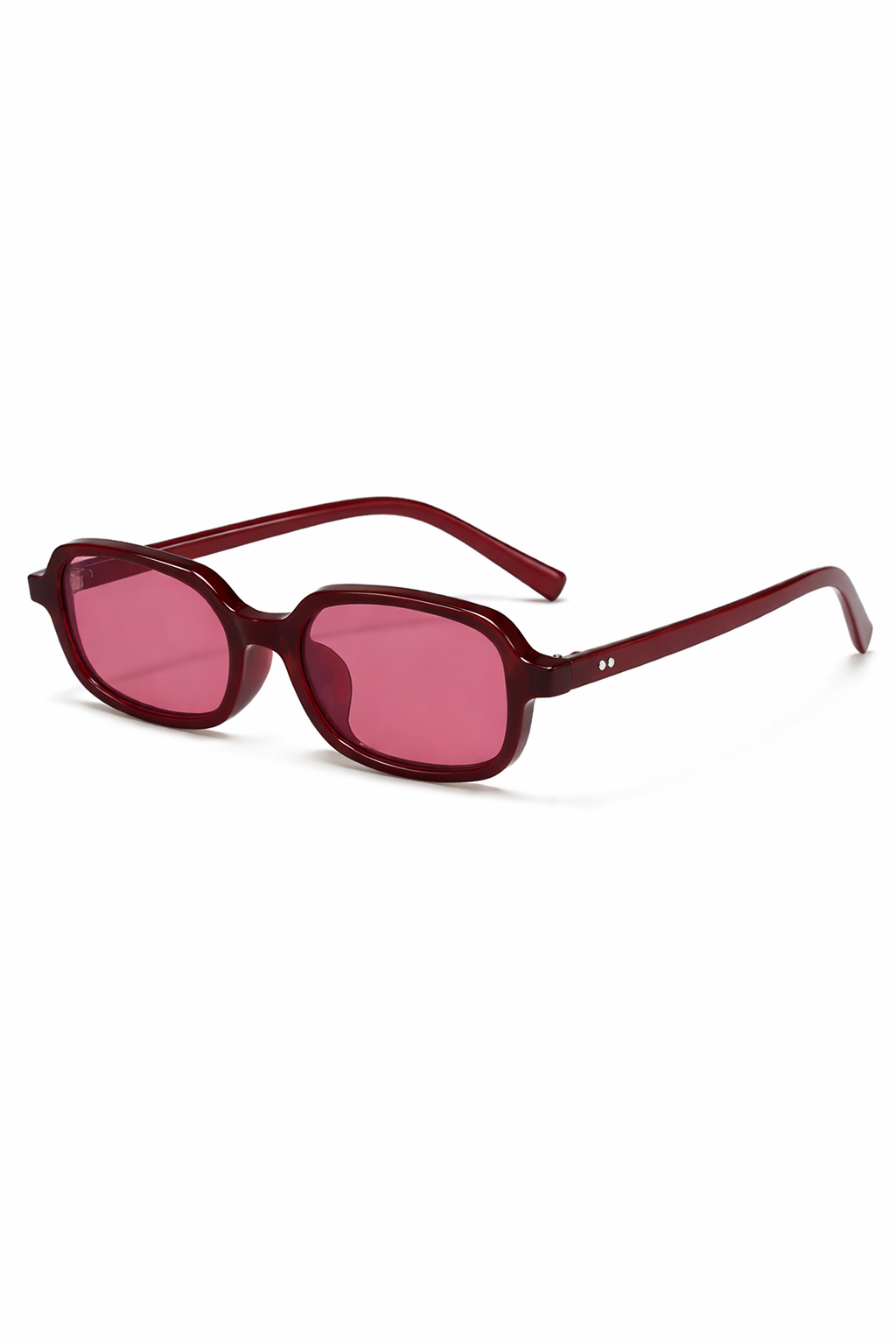 Designer women's small narrow rectangle tinted retro sunglasses. A stylish and modern eyewear statement.