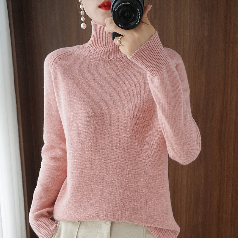 Women's smooth classic turtleneck sweater, an elegant pullover perfect for everyday chic & versatile layering.