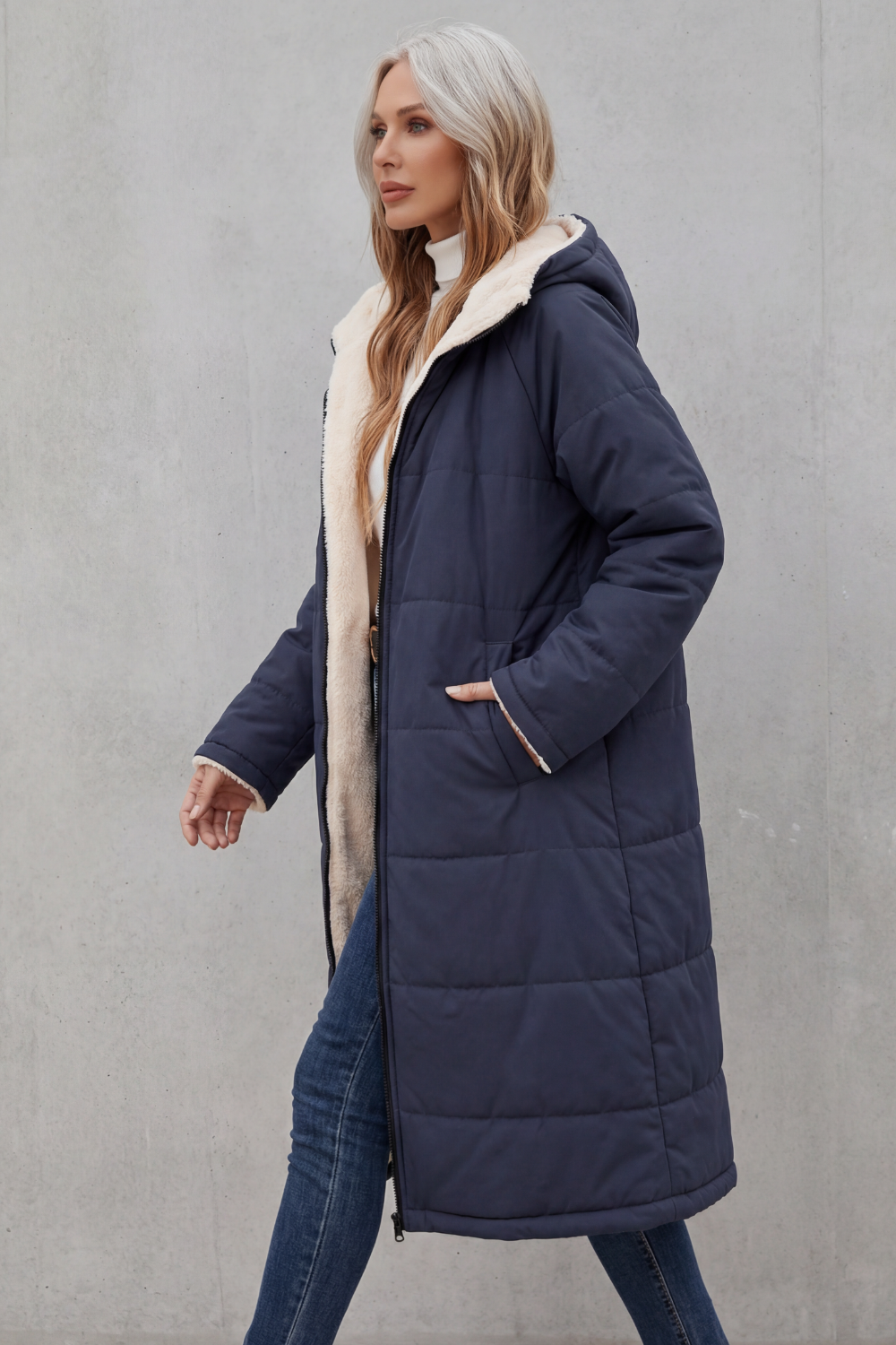 Black women's everyday cozy coat. Soft, warm, comfortable outerwear, perfect for winter fashion.