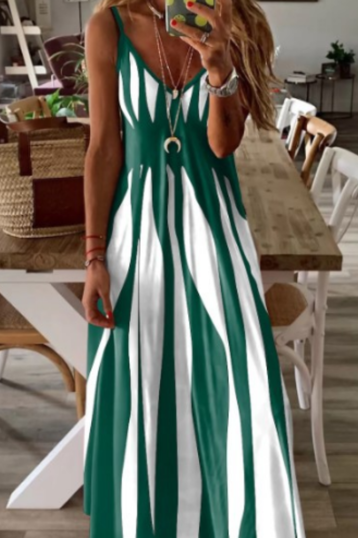 Relaxed fit soft dye midi dress for women. Sleeveless V-neck, flowy & comfortable for casual summer wear.