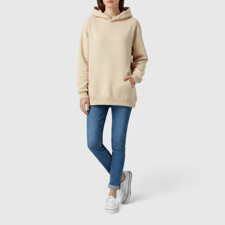 Women's soft relaxed fit hoodie with kangaroo pocket for ultimate comfort and everyday style.