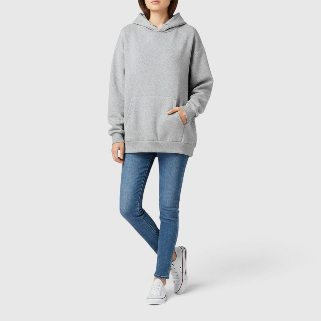 Casual women's pullover hoodie, perfect for cozy loungewear and relaxed everyday style.