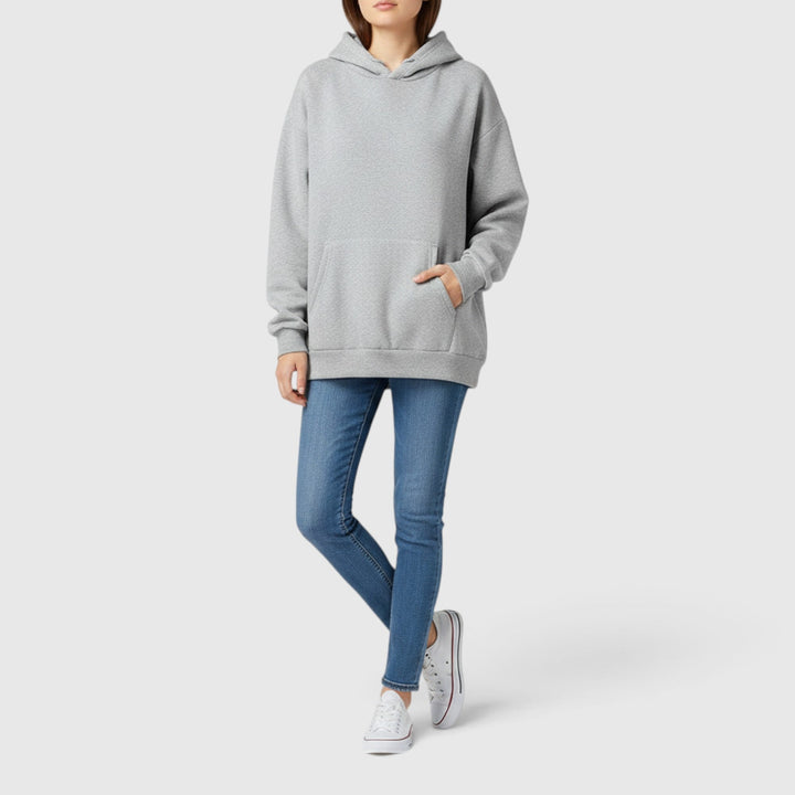 Casual women's pullover hoodie, perfect for cozy loungewear and relaxed everyday style.