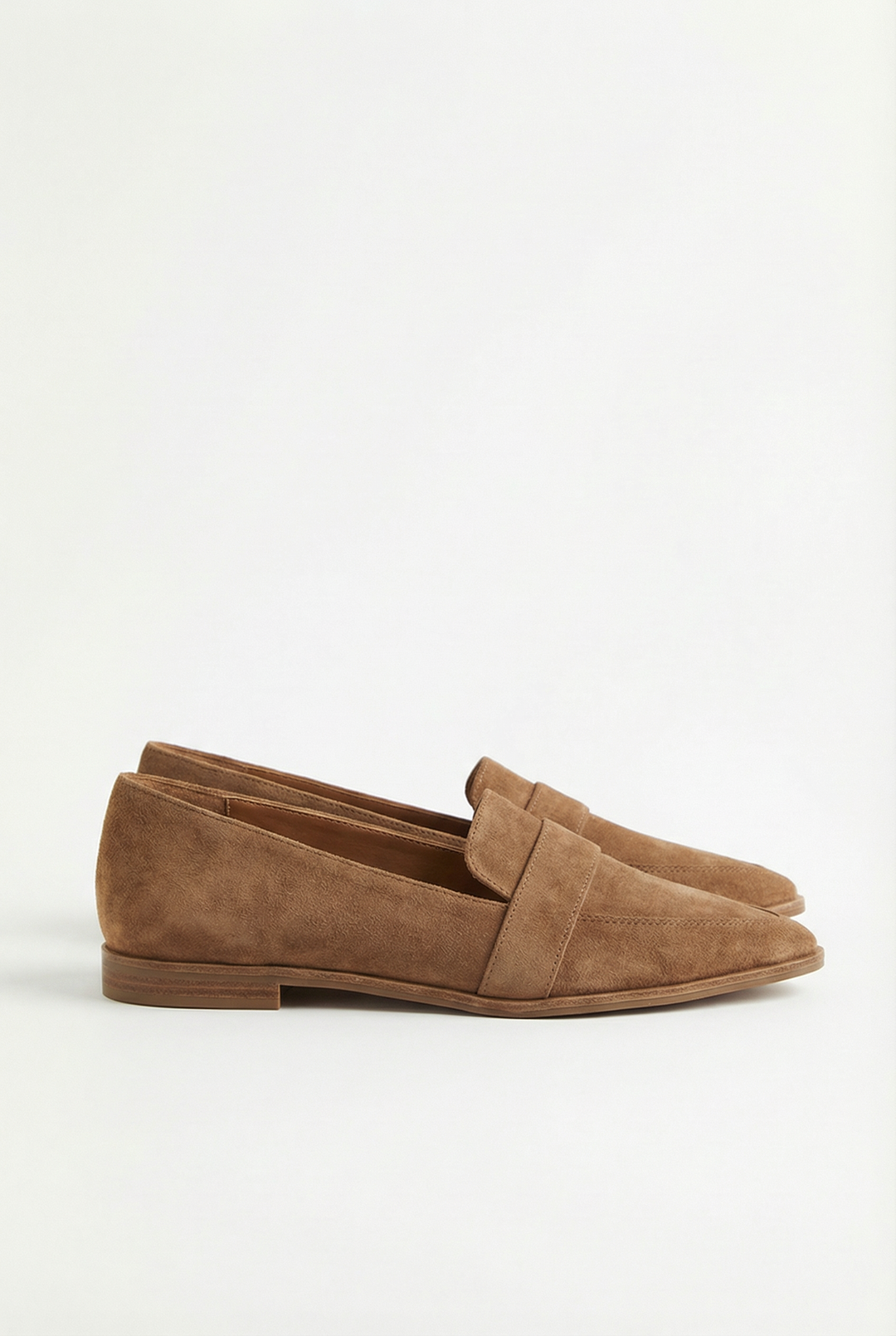 Grey suede slip-on loafers, versatile flats for women's casual style