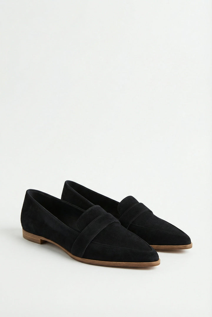 Pair of soft suede loafers in khaki, perfect for all-day comfort and everyday use