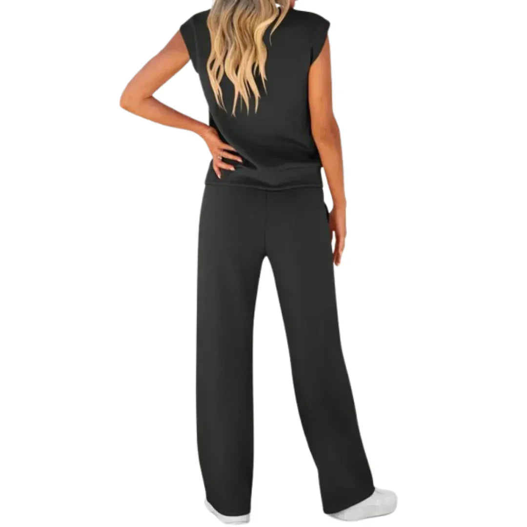 Soft women's summer co-ord set, a comfortable two-piece outfit with a relaxed fit top and bottoms for casual wear.