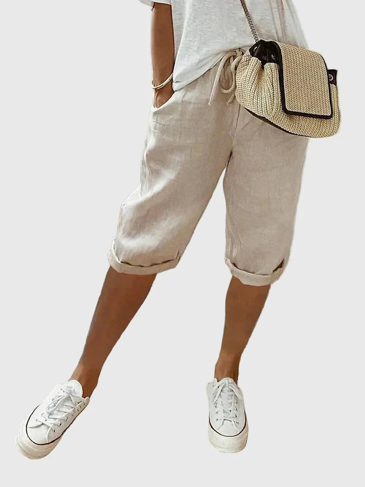 Chic women's tailored shorts for summer. Versatile casual bottoms with a comfortable fit & elastic waist.