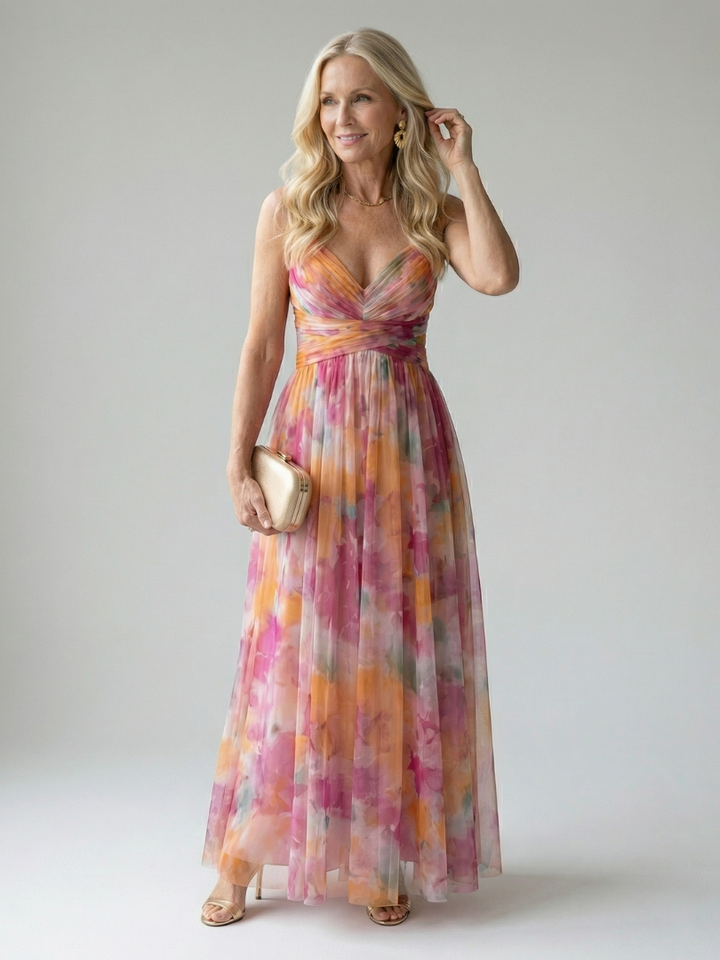 Women's soft wrap maxi dress in a flowing silhouette. Perfect for effortless summer style.
