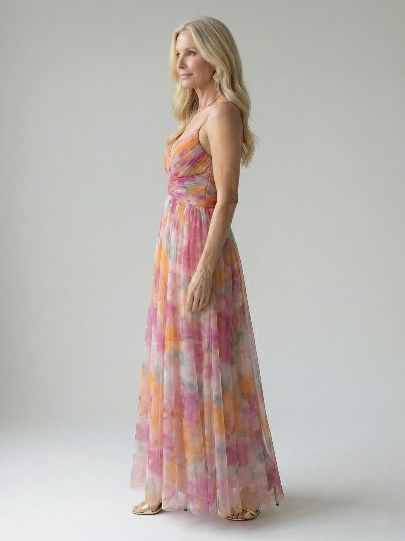 Sleeveless V-neck wrap maxi dress for women, offering casual elegance and comfortable wear.