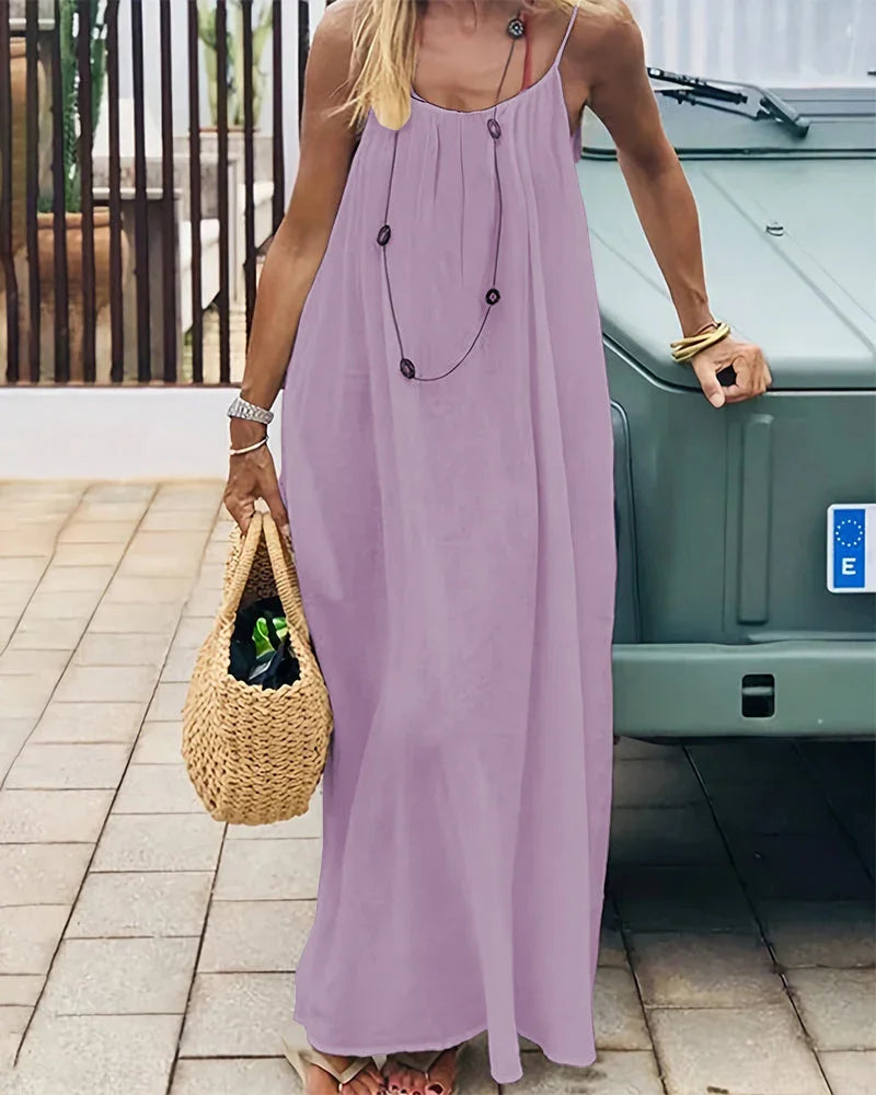 Stylish solid cami maxi dress for women, a comfortable sleeveless option for spring outings.