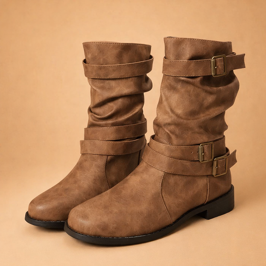 Elegant women's ankle boots with a secure buckle strap, ideal for winter.