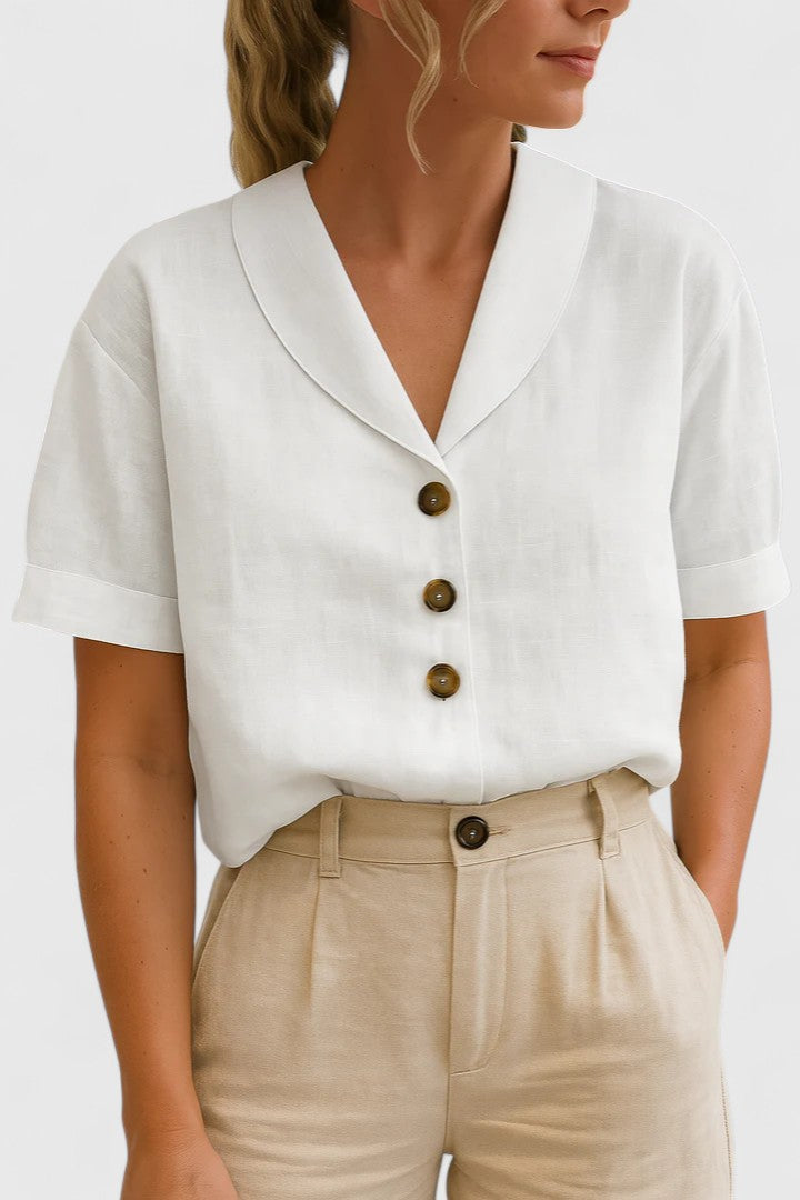 Ladies' sophisticated casual elegant blouse, a chic loose fit top for versatile everyday wear & spring summer fashion.